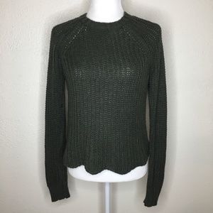 American Eagle Outfitters Open Knit Olive Green Sweater XS